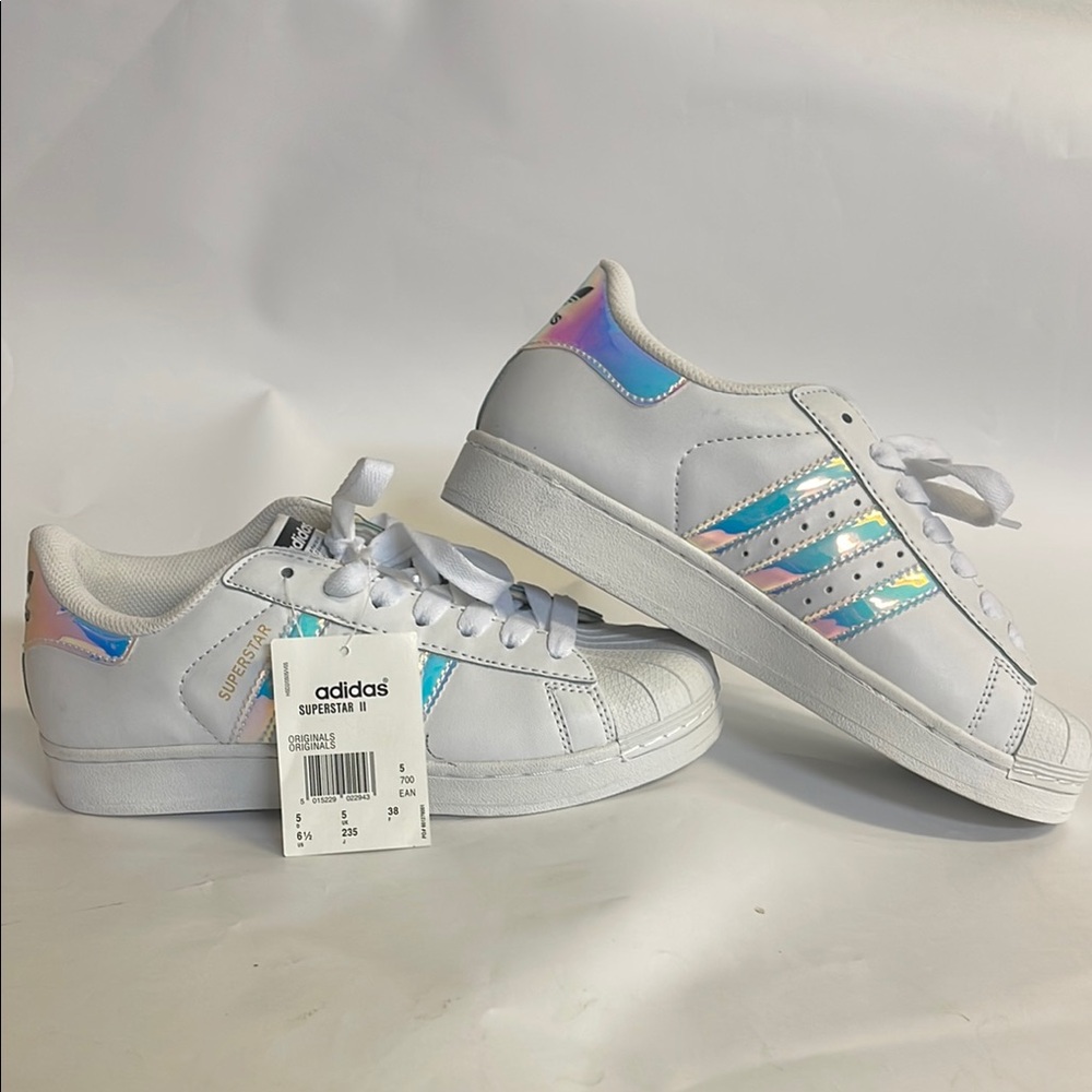 Adidas Superstar White Shoes with Iridescent Accents